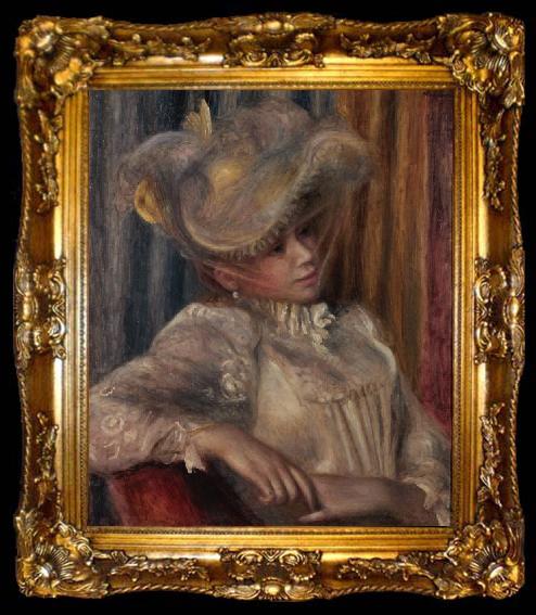 framed  Pierre-Auguste Renoir Woman with a Hat, ta009-2